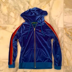 Aviator nation zip up hoodie. Small blue velour